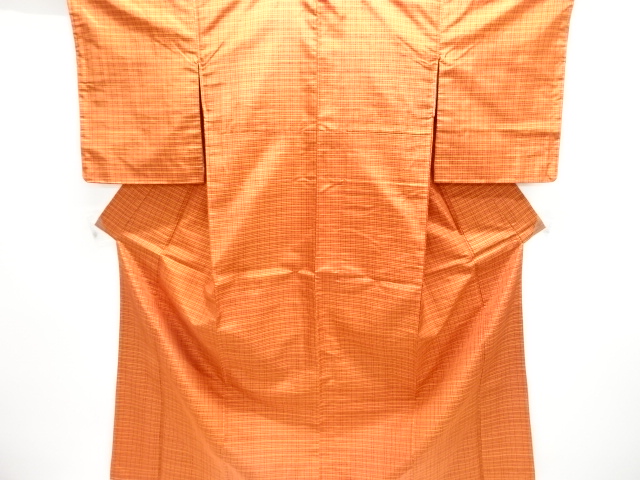 JAPANESE KIMONO / UNUSED / SILK / HAND WOVEN TSUMUGI / SMALL GRID